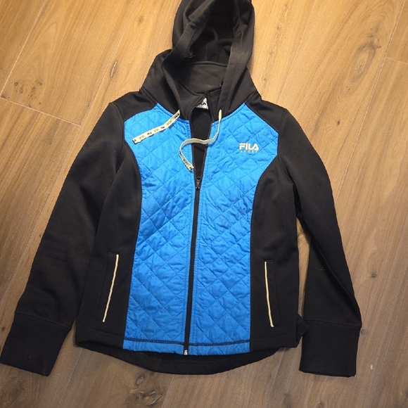 Fila Kids Black and Blue Puffer Jacket - Picture 1 of 4